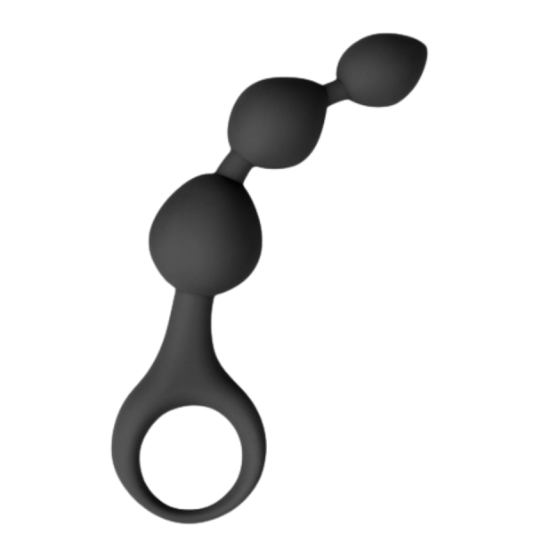 Chapelet anal 3 boules noir silicone 15 cm Pocket Pleasure + 1 dosette lubrifiant